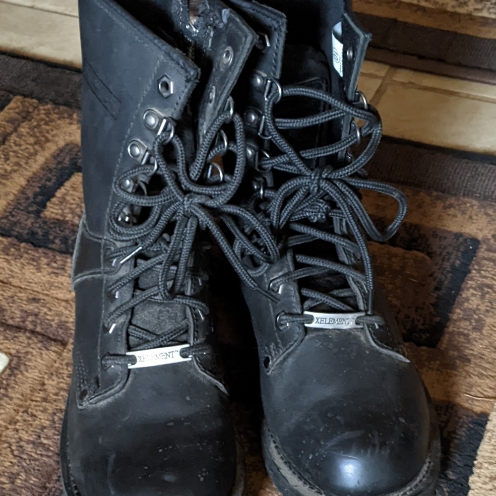 Black leather motorcycle boots - Women's size 10
